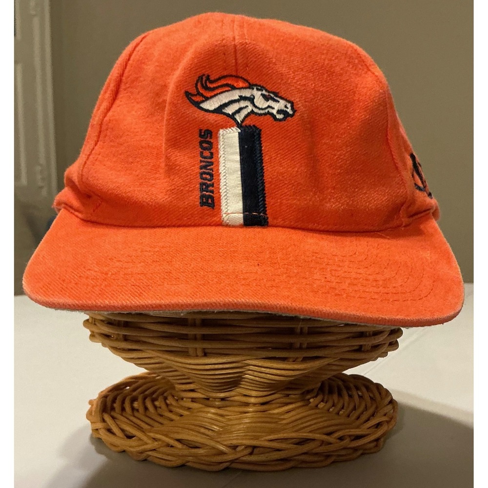 VTG Y2K Denver Broncos NFL Pro Line Logo Athletic Orange Strapback‎ Hat Cap